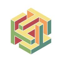 Cube logo, geometric design. Box logotype company, trendy techno emblem in isometric 3D style. vector