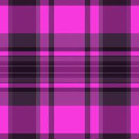Soft fabric check, stitch plaid textile seamless. Colourful background texture tartan pattern in magenta and black colors. vector