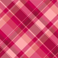 Horizontal seamless check, textured texture textile tartan. Quilted pattern plaid background fabric in red and pink colors. vector