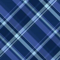 Fiber fabric check plaid, pillow background texture seamless. Spanish tartan pattern textile in blue and dark colors. vector
