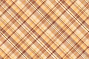 Throw fabric plaid, ceremony background seamless pattern. Variety check texture textile tartan in orange and light colors. vector