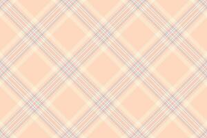 Retail seamless background, grungy textile texture plaid. Festive pattern tartan fabric check in light and papaya whip colors. vector