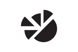 Round graphic fraction circle shape element. Geometric diagram division section icon. vector