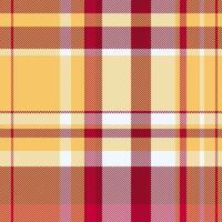 Glen tartan fabric check, postcard plaid background . Customized pattern texture seamless textile in red and amber colors. vector
