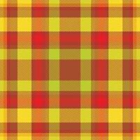 Plaid check pattern in orange and red colors. Seamless fabric texture. Tartan textile print. vector