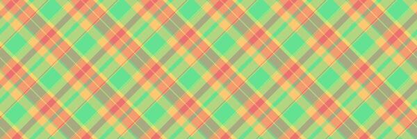 Platform textile fabric, image check seamless tartan. Fluffy background plaid texture pattern in green and orange colors. vector