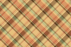Latin texture textile, france check plaid pattern. Scrap tartan fabric seamless background in orange and amber colors. vector