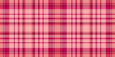 Creative check tartan textile, november fabric plaid pattern. Pyjamas background seamless texture in red and pink colors. vector
