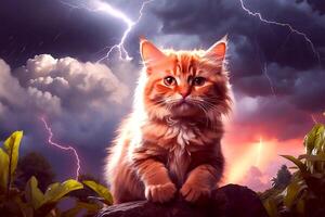 Beautiful Cat with thunder photo