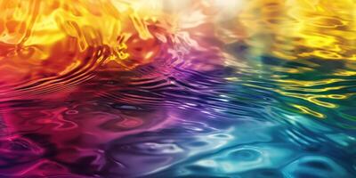 Lively abstract image of colorful rainbow water splashes and bubbles blending in a dynamic composition. photo