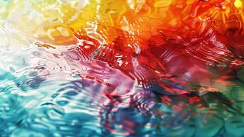 Lively abstract image of colorful rainbow water splashes and bubbles blending in a dynamic composition. photo