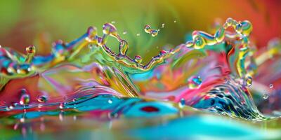 Colorful liquid captures dynamic motion and vibrant hues in a closeup shot, creating a visually compelling image photo