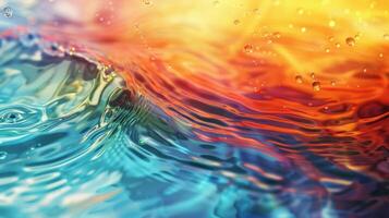 Lively abstract image of colorful rainbow water splashes and bubbles blending in a dynamic composition. photo