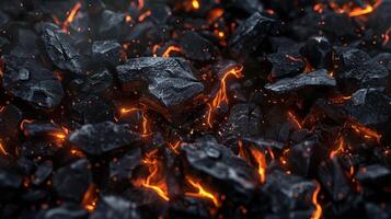 Incandescent charcoal embers with beautiful orange and reddish tones. High quality photo
