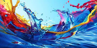 The vibrant paint splash in water forms a dynamic and modern abstract background brimming with energy and fluidity photo