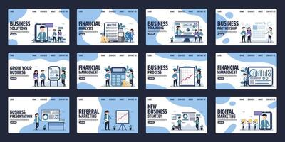 Set of professional business and marketing landing page design templates for websites, mobile applications, posters, banners vector