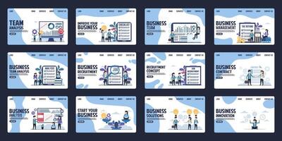 Set of landing page design templates for business and finance. Flat design illustration concept for website and mobile website development vector