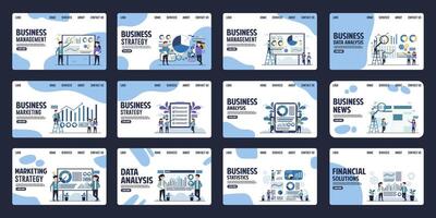 Set of professional business management and strategy landing page design templates for websites, mobile applications, posters, banners vector