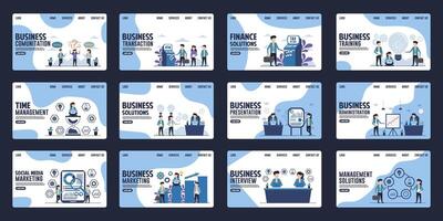 Set of business landing page design templates for websites, mobile applications, posters, banners vector