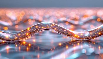Abstract Wave of Illuminated Network Connections Amid Soft Bokeh Effect photo