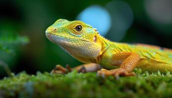 A Close-Up of a Green and Yellow Lizard photo