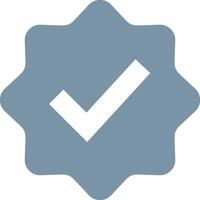 Verified Grey Social Media Account Icon with Check Mark and Rounded Star. Editable eps template graphics vector
