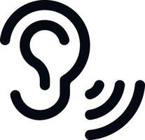 negro lineal burbuja con oído me gusta susurro. concepto de fácil rumores untado y impacto en el oyente. plano carrera estilo tendencia moderno arte lineal logotipo gráfico Arte diseño aislado en blanco antecedentes vector