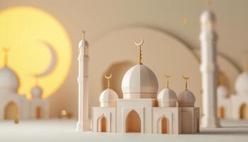 Serene Nightfall over a Minimalistic Mosque Scene photo