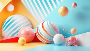 Vibrant Abstract 3D Geometric Sphere Composition in Pastel Hues photo