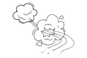 Comic speed motion effect, clouds way, trail set fast wind swirl, puff poof elements isolated on white background. Blow explosion. vector