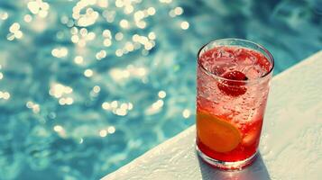 Refreshing Summer Drink by the Poolside photo