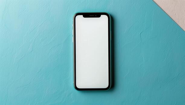 Minimalist Smartphone on a Textured Turquoise Background photo