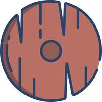 Wooden Buckler Shield linear color illustration vector
