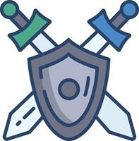 Warrior Shield linear color illustration vector