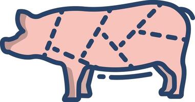 pork food linear color illustration vector