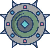 Spiked Shield linear color illustration vector
