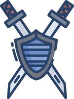 Samurai Shield linear color illustration vector