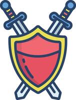 Battle Shield linear color illustration vector