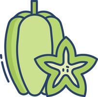 Star Fruit linear color illustration vector