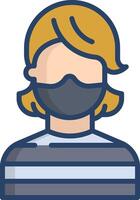 Mask Woman linear color illustration vector