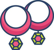 Earrings gem linear color illustration vector