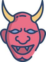Oni linear color illustration vector