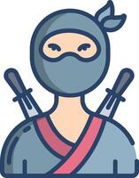 Ninja linear color illustration vector