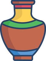 Vase linear color illustration vector