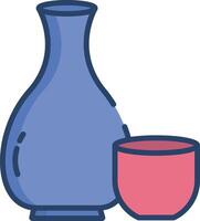 Sake linear color illustration vector