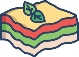 Lasagna linear color illustration vector