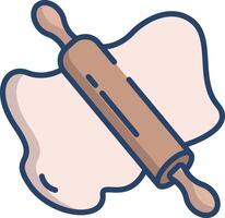 Rolling pin linear color illustration vector