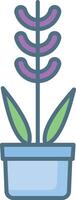 Lavender plant linear color illustration vector