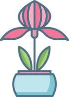 Orchid plant linear color illustration vector