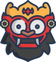 Barong Mask linear color illustration vector